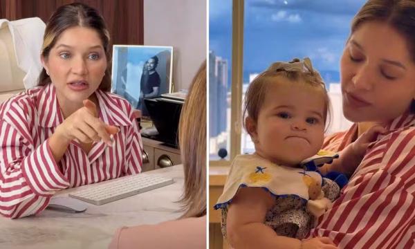 Filha de Leandro, Lyandra Costa emociona ao levar a pequena Isabela para o consultório médico: 'Olha quem veio trabalhar comigo!'