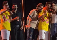 Cantor sertanejo Hugo emociona público ao revelar perda de bebê em show: "Eu te amo, esposa"